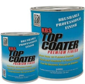 A can of top coater is next to another container.