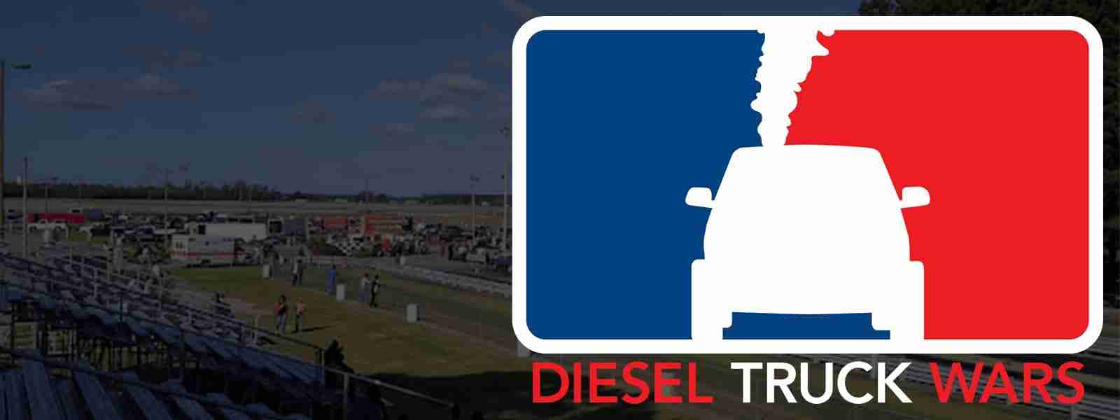 A blue and white logo for diesel truck racing.