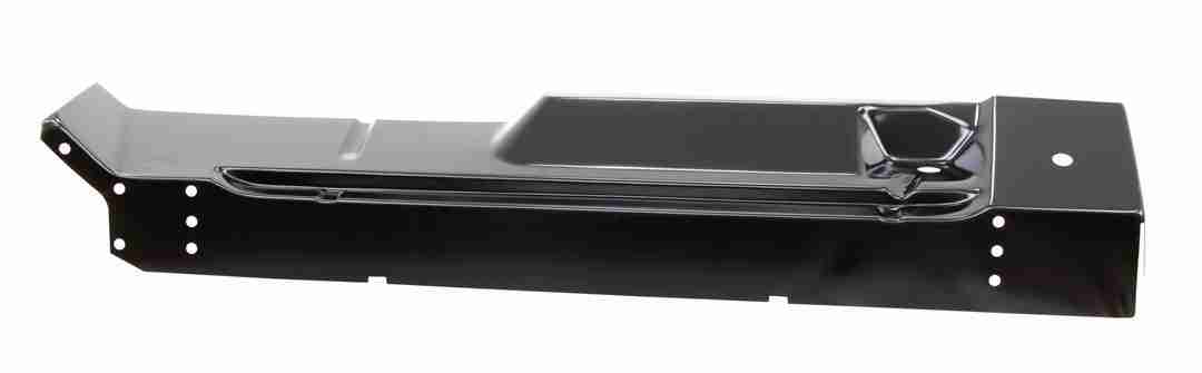 Black metal car rocker panel replacement part.